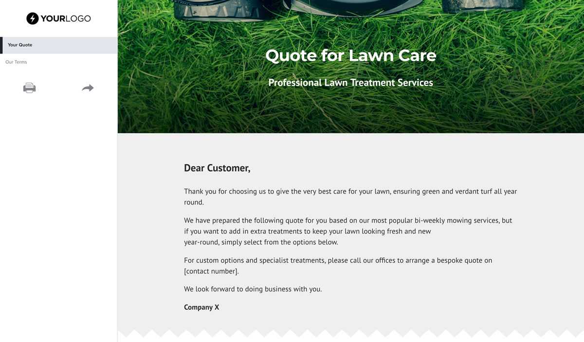 Free Lawn Care Quote Template – Better Proposals For Lawn Care Business Cards Templates Free