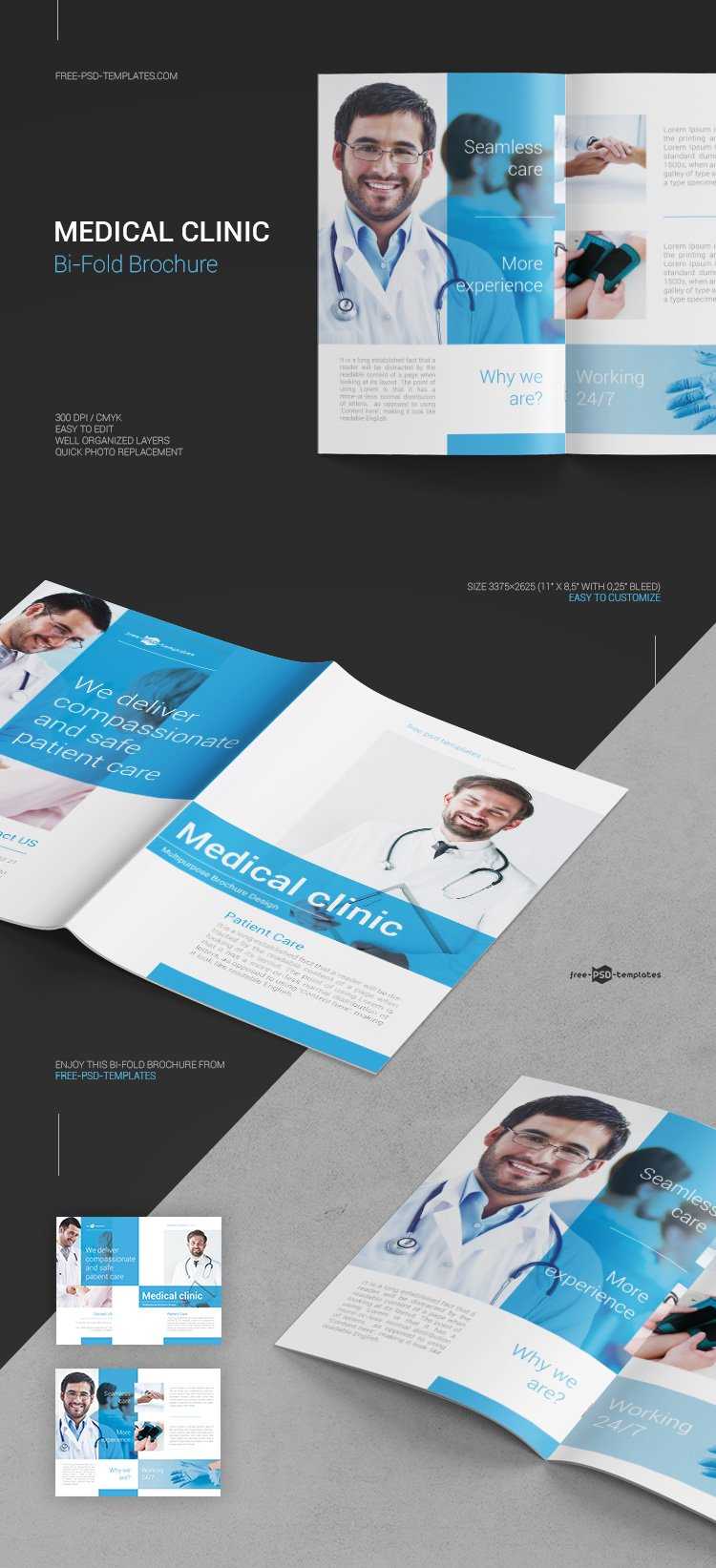 Free Medical Clinic Bi Fold Brochure In Psd | Free Psd Templates With Healthcare Brochure Templates Free Download