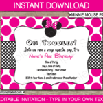 Free Minnie Mouse Birthday Invitations – Tomope.zaribanks.co With Regard To Minnie Mouse Card Templates