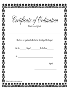 Free Ordination Certificate Template - Great Professional with regard to Free Ordination Certificate Template