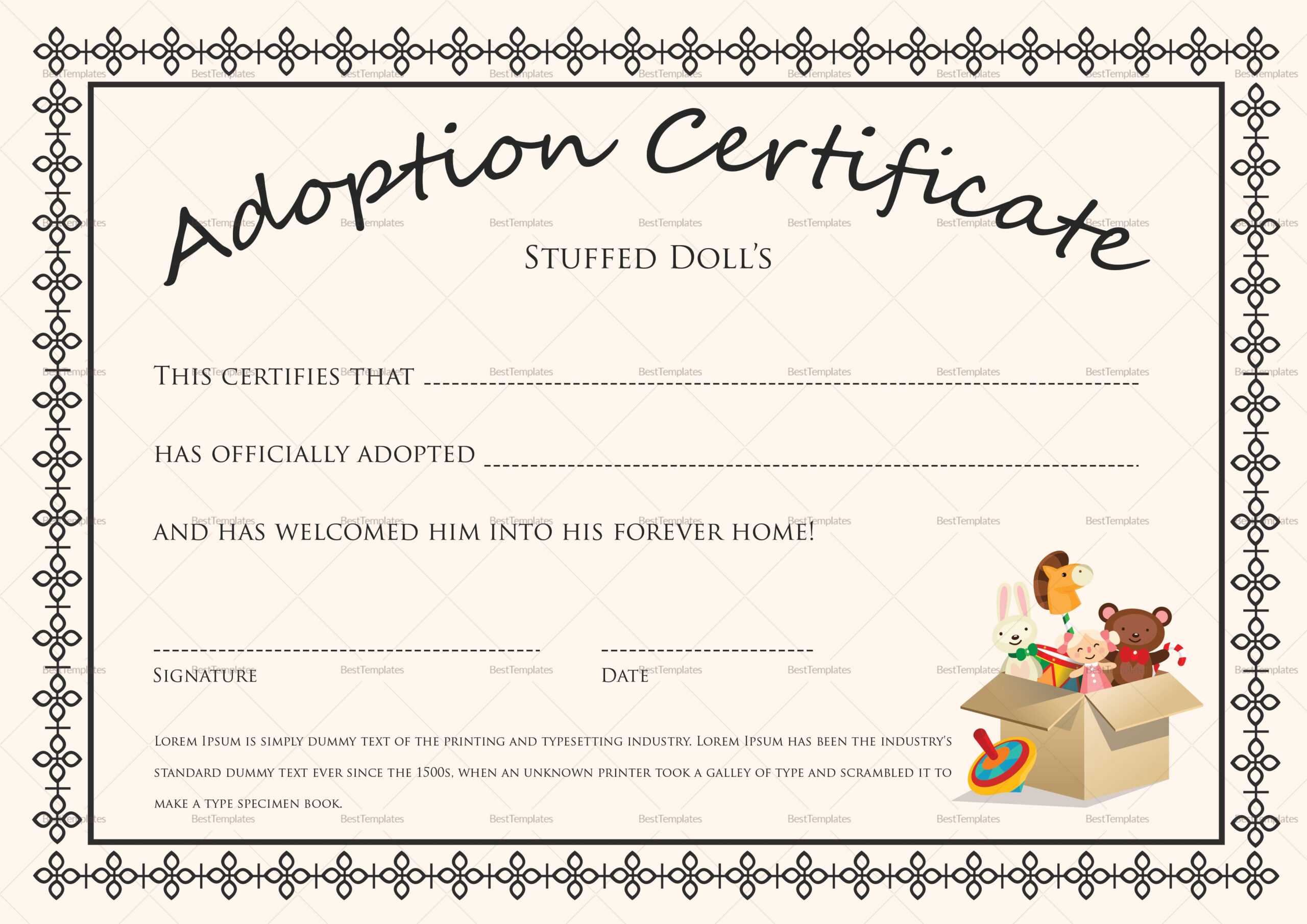 Free Printable Blank Baby Birth Certificates Templates Throughout Blank Adoption Certificate Template