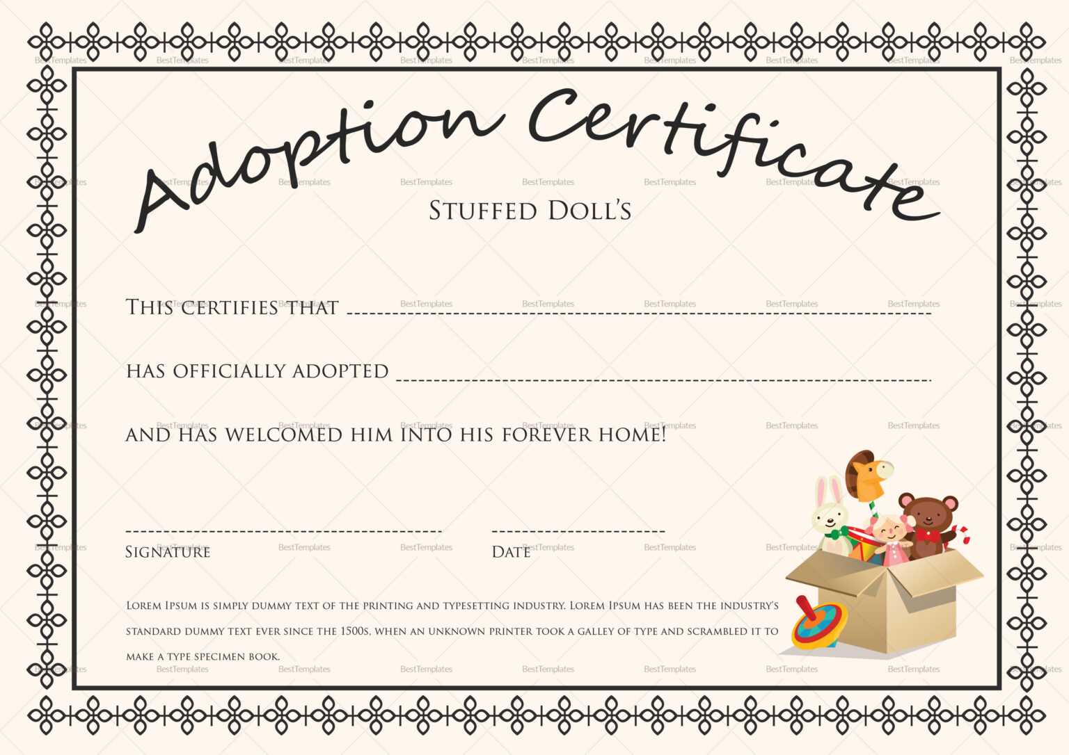 Baby Doll Birth Certificate Template Best Business Templates