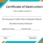 Free Printable Certificate Of Destruction Sample for Certificate Of Destruction Template