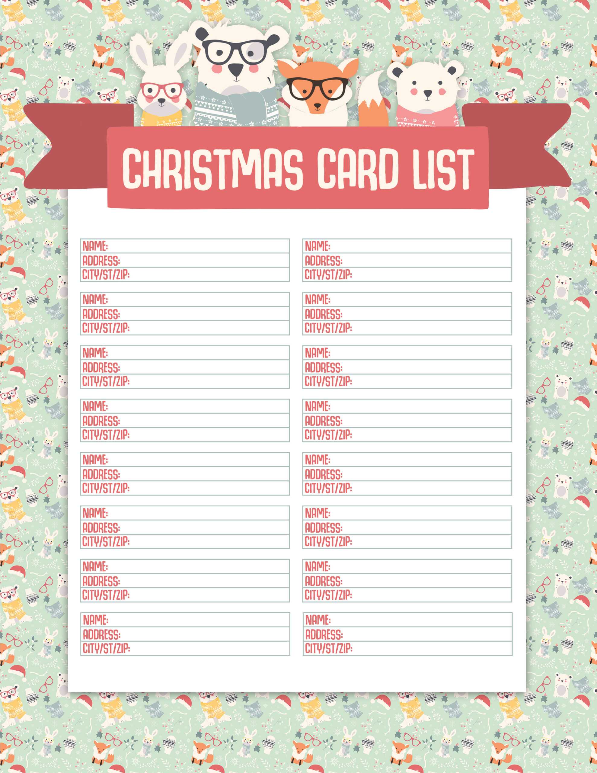 Free Printable Christmas Planner Pack | The Cottage Market Pertaining To Christmas Card List Template