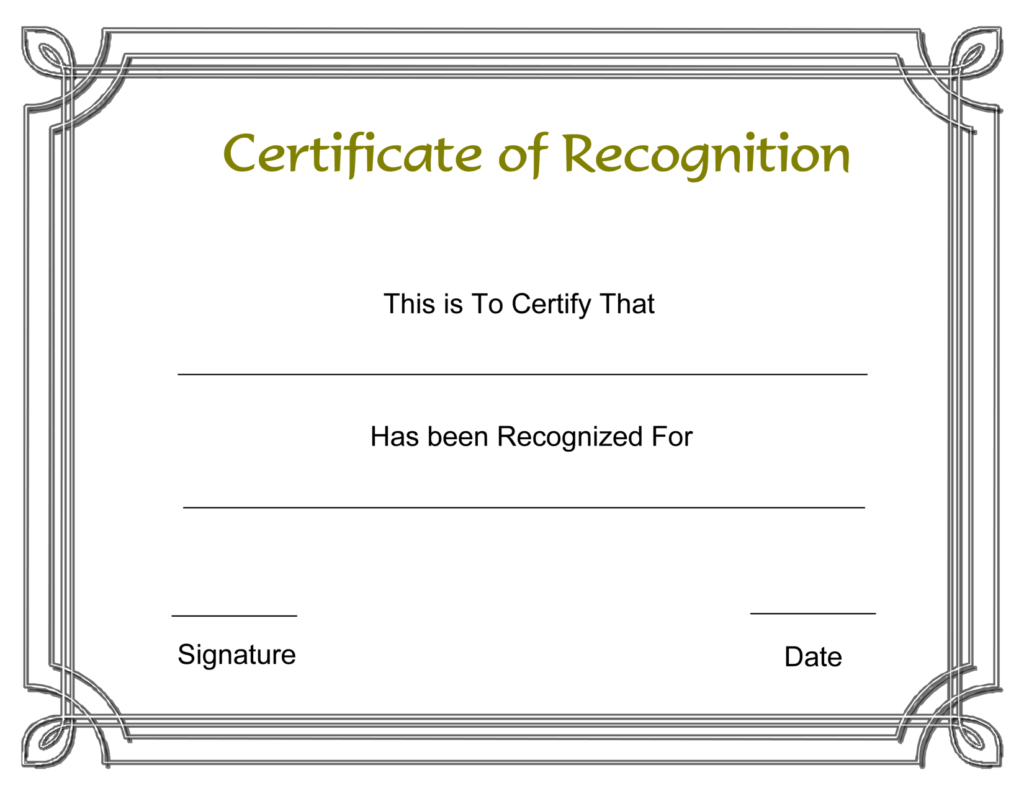 Free Printable Employee Certificate Of Recognition Template Regarding Sample Certificate Of Recognition Template