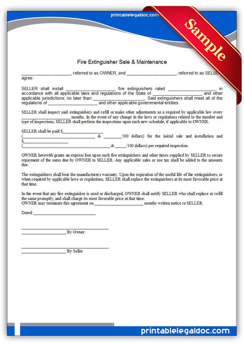 Free Printable Fire Extinguisher Sale & Maintenance With Regard To Fire Extinguisher Certificate Template