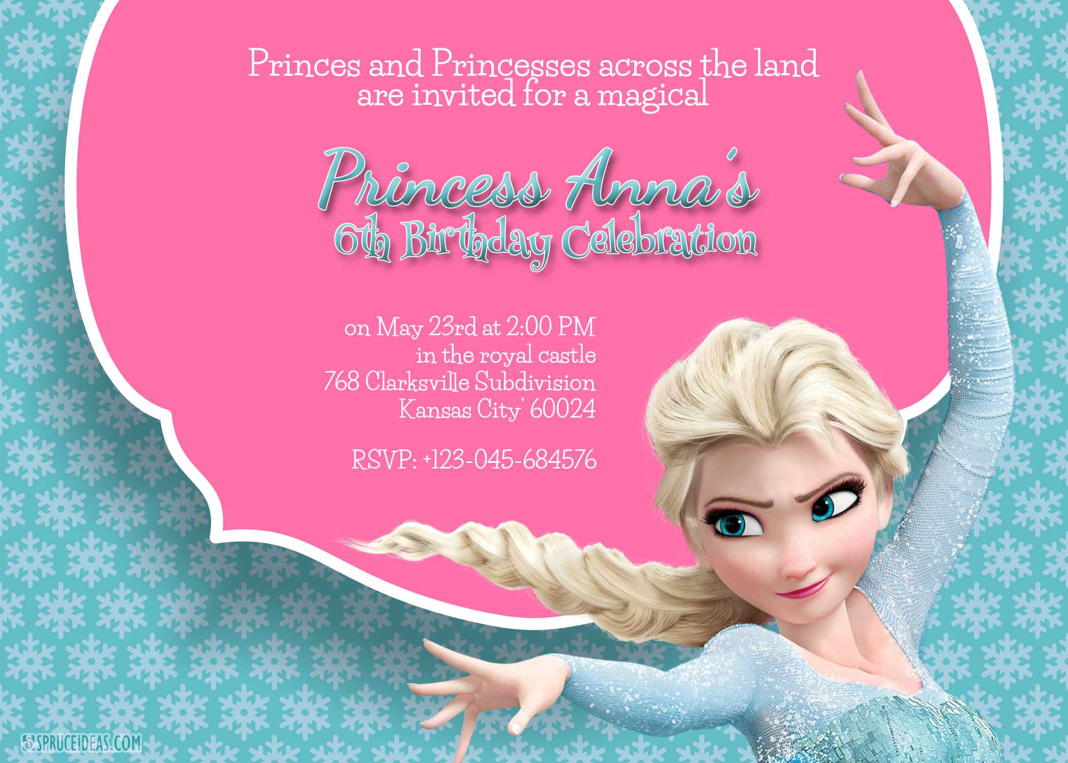 Free Printable Frozen Elsa Birthday Party Invitation Template In Frozen Birthday Card Template