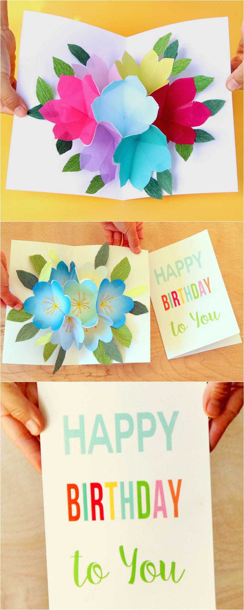 Free Printable Happy Birthday Card With Pop Up Bouquet – A In Happy Birthday Pop Up Card Free Template
