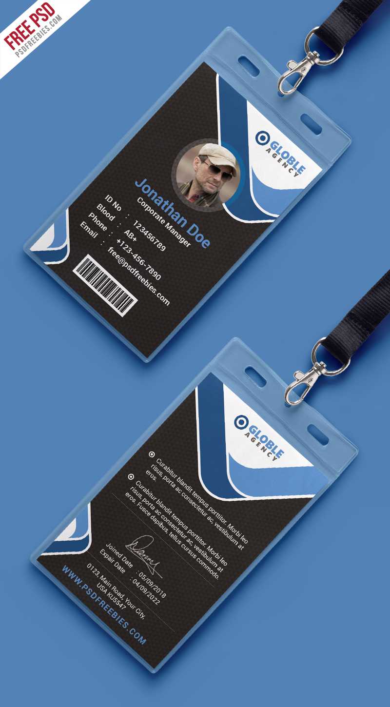 Free Psd : Multipurpose Dark Office Id Card Template On Behance Inside Id Card Design Template Psd Free Download