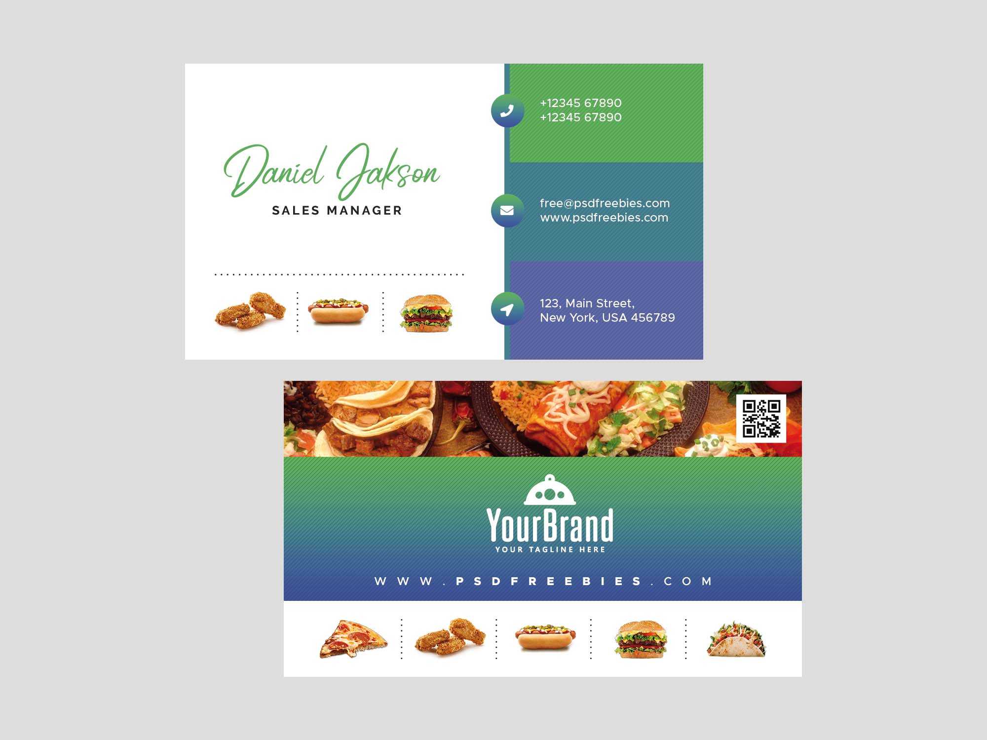 Free Restaurant Business Card Template (Psd) For Restaurant Business Cards Templates Free