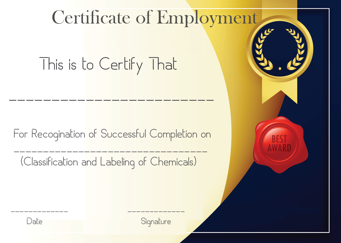 Free Sample Certificate Of Employment Template | Certificate For Good Job Certificate Template