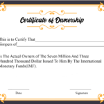 Free Sample Certificate Of Ownership Templates | Certificate Pertaining To Certificate Of Ownership Template