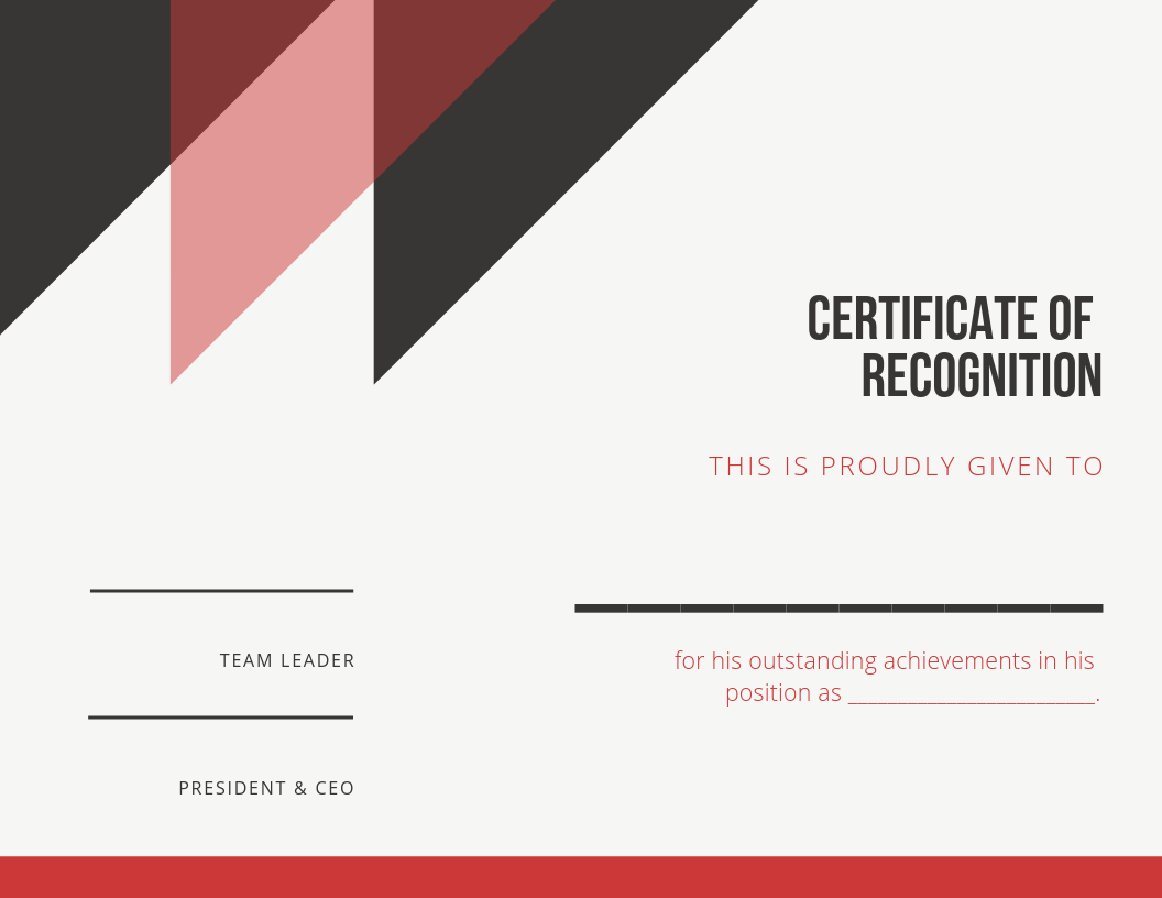 Free Sample Certificate Of Recognition Template For Walking Certificate Templates