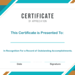 Free Sample Format Of Certificate Of Appreciation Template For Certificate Of Appreciation Template Free Printable