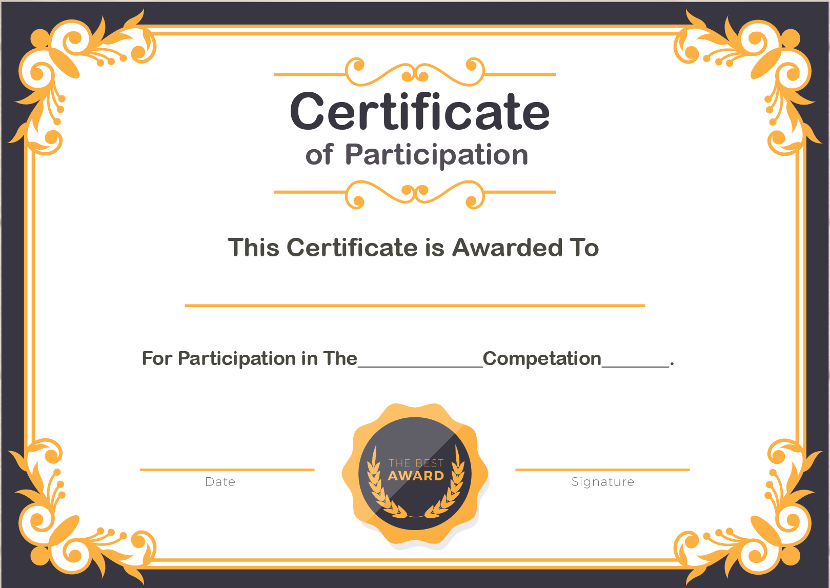 Free Sample Format Of Certificate Of Participation Template Regarding Conference Participation Certificate Template