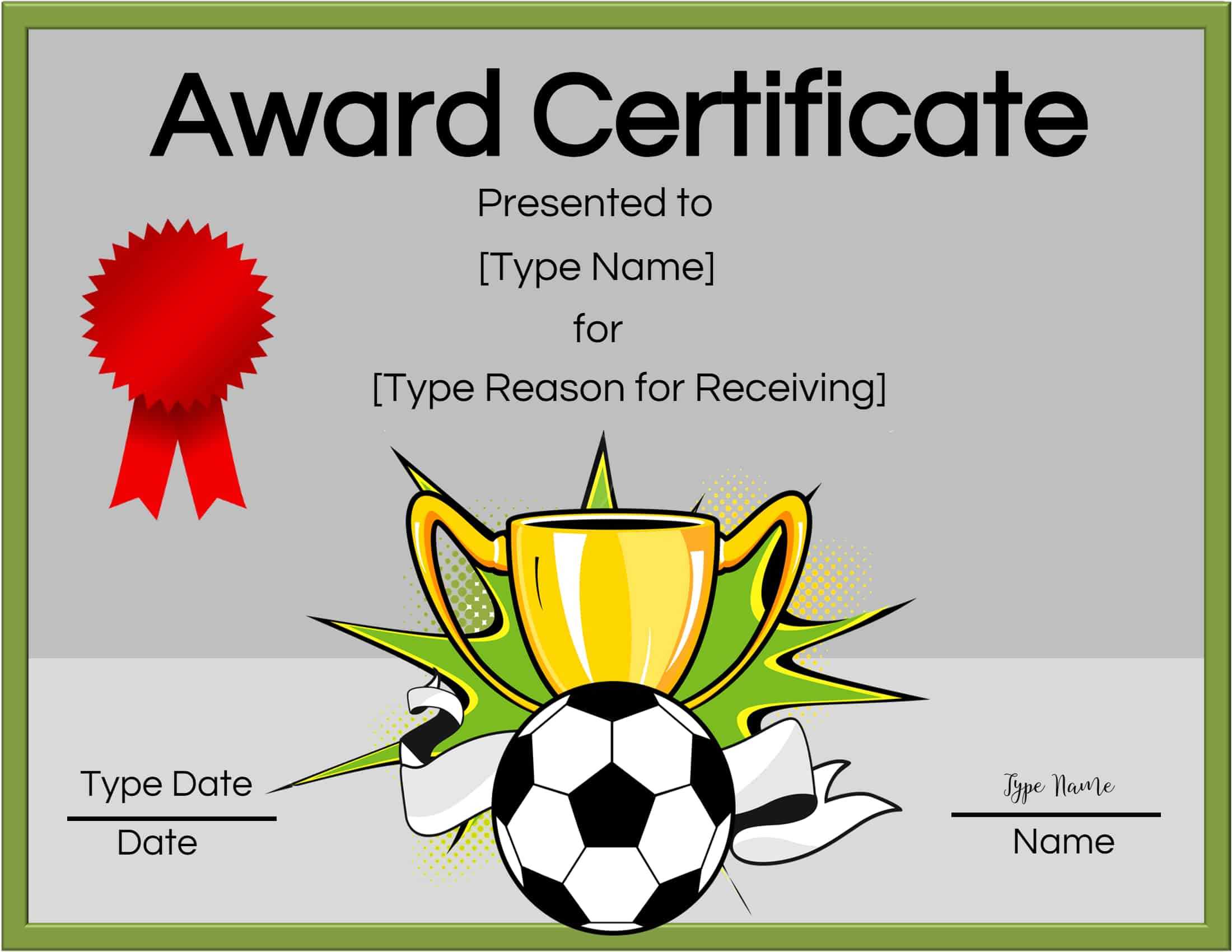 Free Soccer Certificate Maker | Edit Online And Print At Home With Regard To Soccer Certificate Template Free