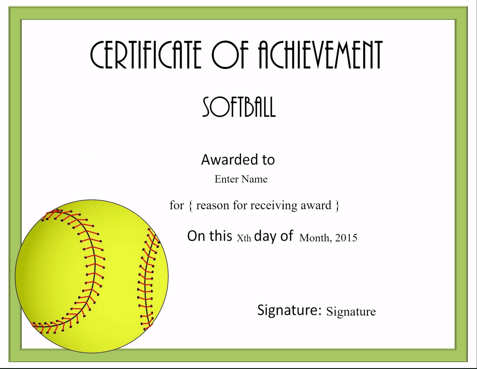 Softball Certificate Templates