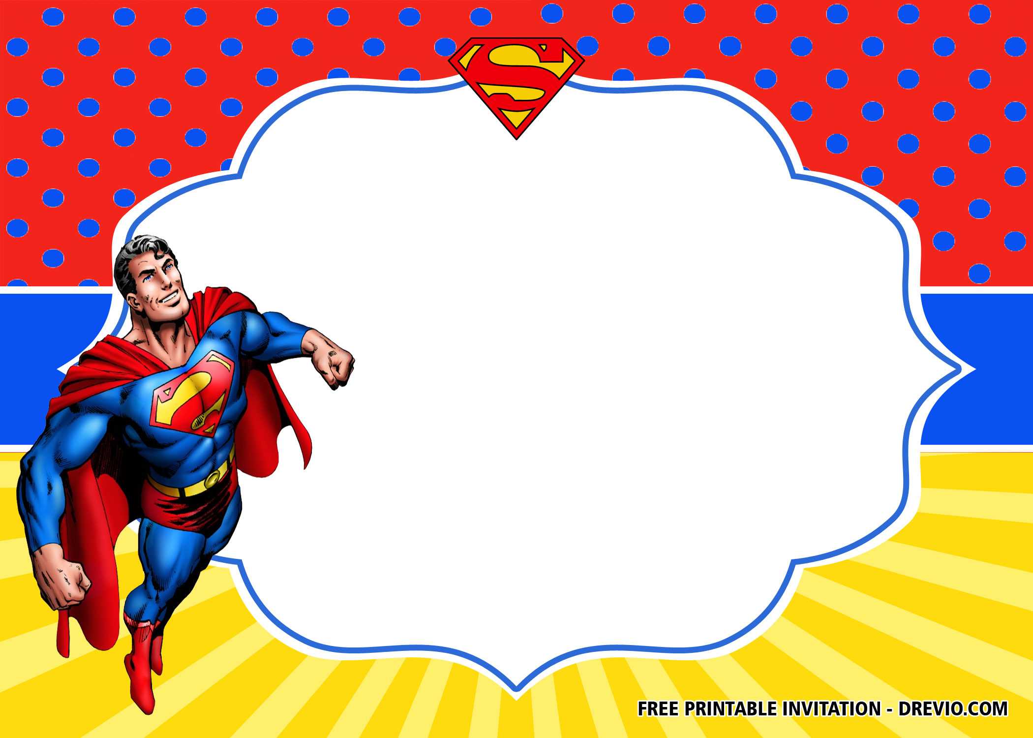 Free Superhero Superman Birthday Invitation Templates – Bagvania Within Superhero Birthday Card Template