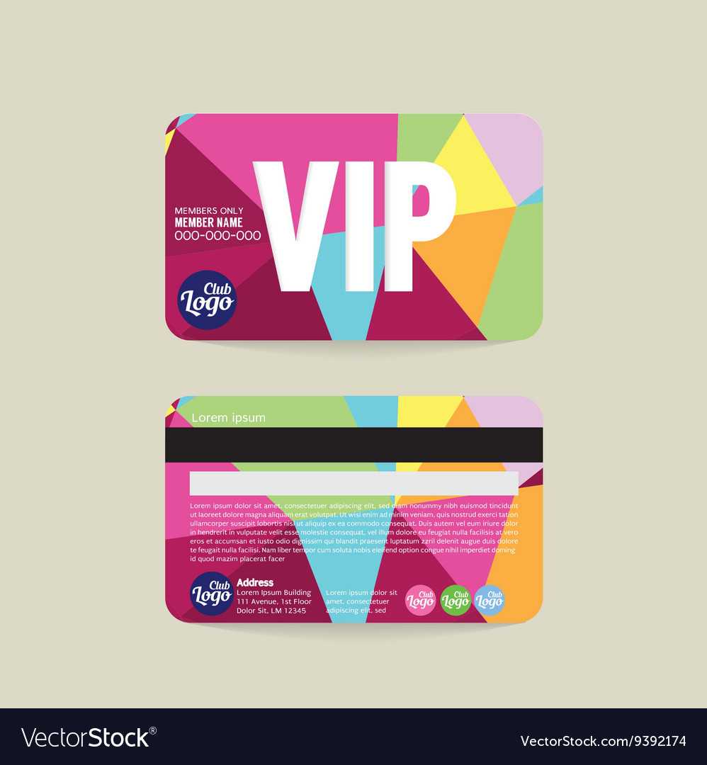Front And Back Vip Member Card Template For Template For Membership Cards