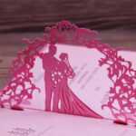 Fuchsia Invitation Wedding Card Laser Cut Art Paper 3D Pop With Regard To Pop Up Wedding Card Template Free