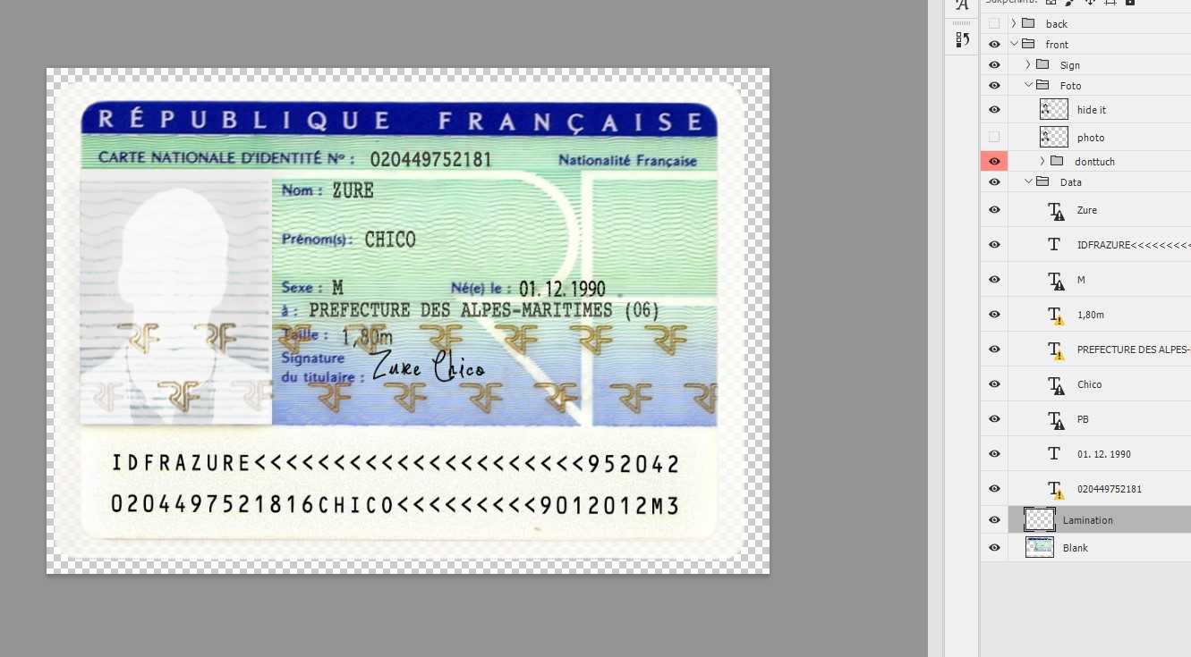 Full Identity Card France [Fra] | Link For Free Download Psd Regarding French Id Card Template