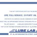 Full Service, 13 Point Oil Change | All In One & Lube Lab Pertaining To This Entitles The Bearer To Template Certificate