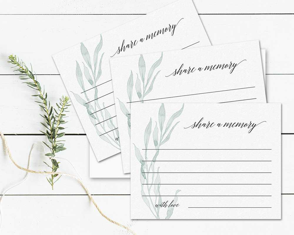 Funeral Share A Memory Card Printable Template Share A Memory Cards  Greenery Celebration Of Life Memorial Service Remembrance Keepsake Card In In Memory Cards Templates