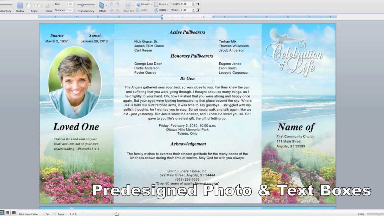 Gates Gatefold Program Template (Legal Size) Pertaining To Memorial Cards For Funeral Template Free