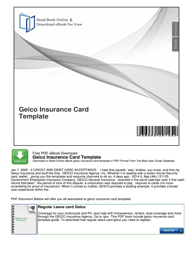 Geico Insurance Card Template Pdf Fill Online Printable Throughout Fake Auto Insurance Card