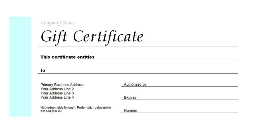 Generic Gift Certificate Template Free within Generic Certificate