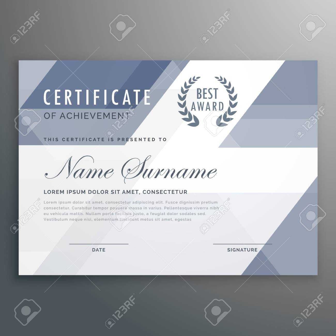 Geometric Certificate Award Template Vector Design For Award Certificate Design Template