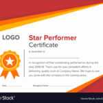 Geometric Red And Gold Star Performer Certificate Throughout Star Performer Certificate Templates