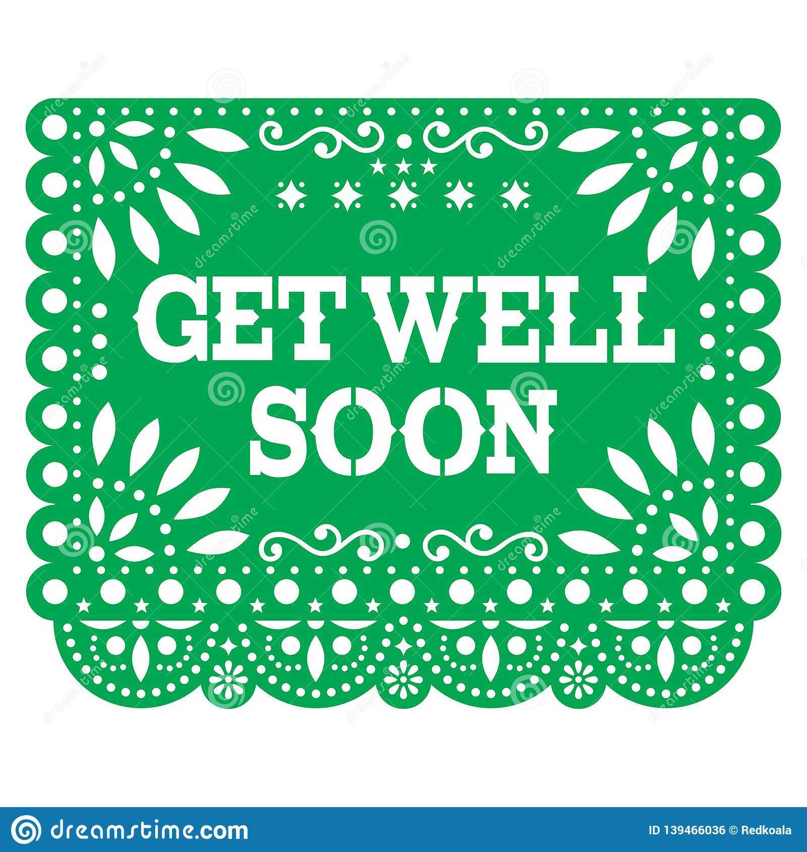 Get Well Soon Papel Picado Greeting Card Or Postcard With Regard To Get Well Card Template