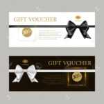 Gift Card Or Gift Voucher Template. Black And White Bows And.. Inside Black And White Gift Certificate Template Free