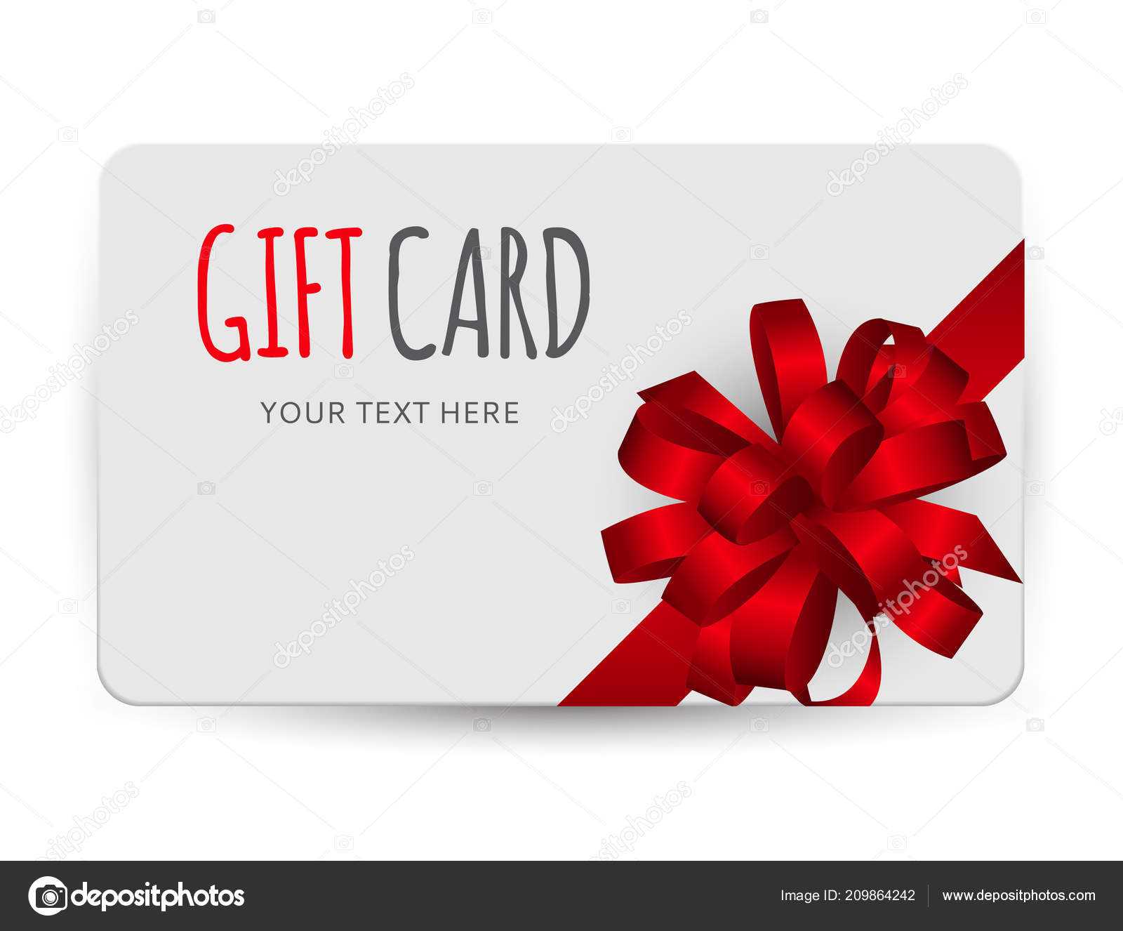 Gift Card Template With Bow And Ribbon Vector Illustration Intended For Present Card Template