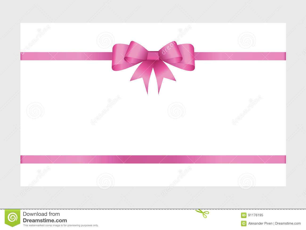 Gift Card With Pink Ribbon And A Bow Stock Vector Inside Pink Gift Certificate Template