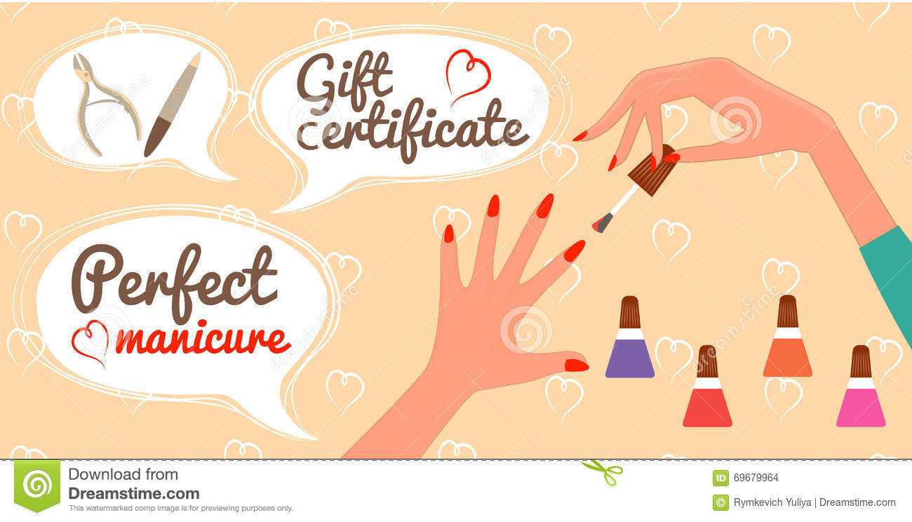 Gift Certificate Perfect Manicure Nail Salon Stock Vector Inside Nail Gift Certificate Template Free