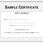 Gift Certificate Sample | Templates At Allbusinesstemplates Intended For Sales Certificate Template