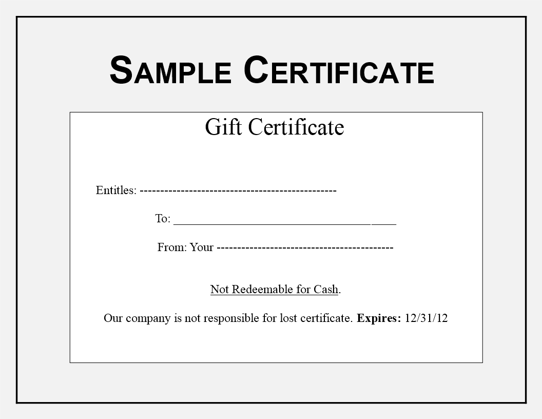 Gift Certificate Sample | Templates At Allbusinesstemplates Intended For Sales Certificate Template