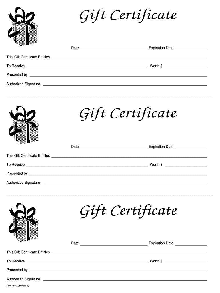 Gift Certificate Templates Printable – Fill Online With Regard To Present Certificate Templates