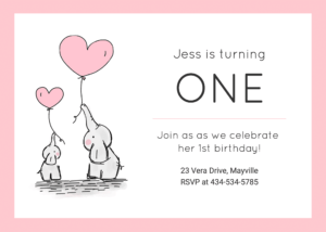 Girls 1St Birthday Invitation in First Birthday Invitation Card Template