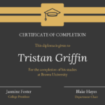 Gold Dark Certificate Of Completion Template With Hayes Certificate Templates