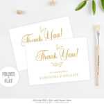 Gold Thank You Card Template, Wedding Thank You Folded Card, Modern  Calligraphy Thank You Card, Wedding Thank You Note Instant Download Gcs2 Pertaining To Powerpoint Thank You Card Template