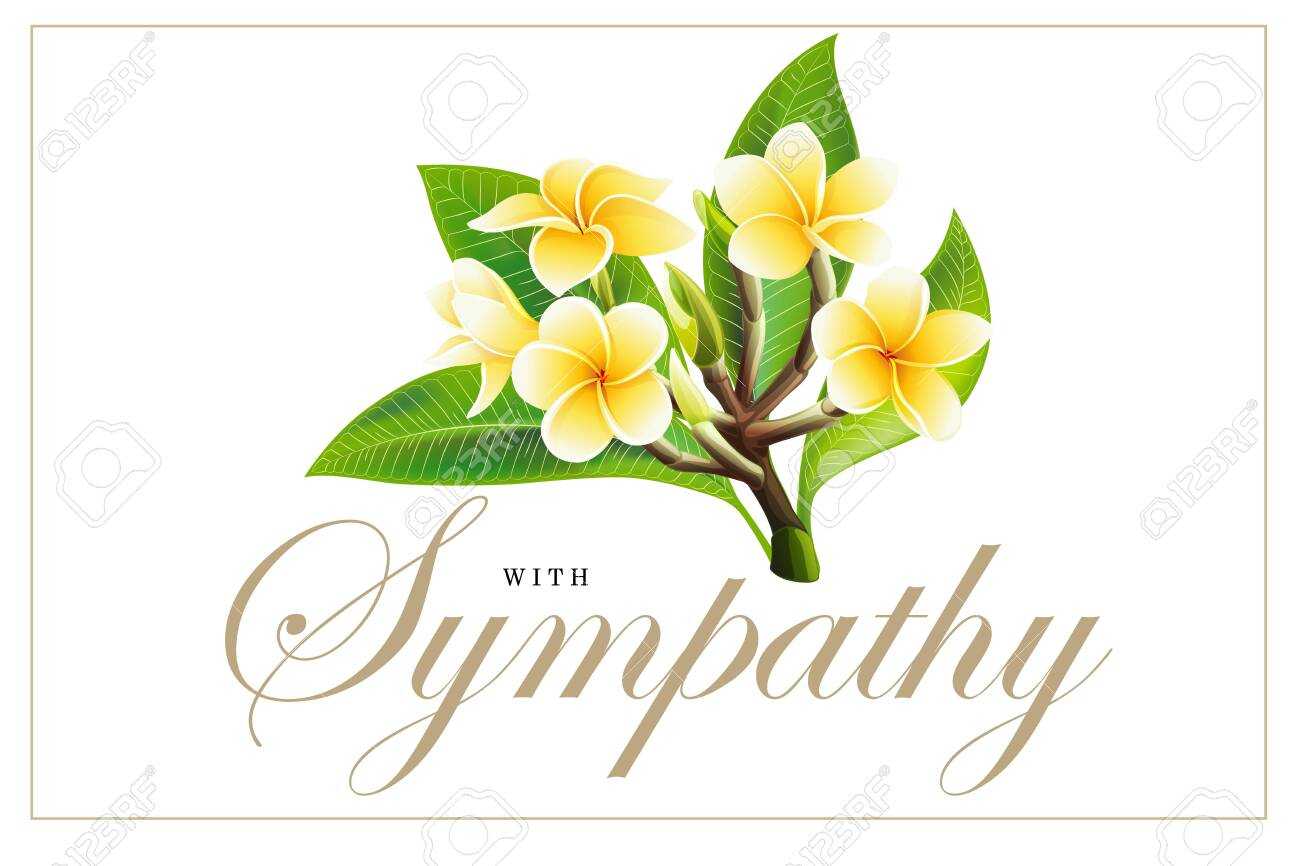 Golden Frangipani Or Plumeria Flowers With Leaves, Design For.. With Sorry For Your Loss Card Template