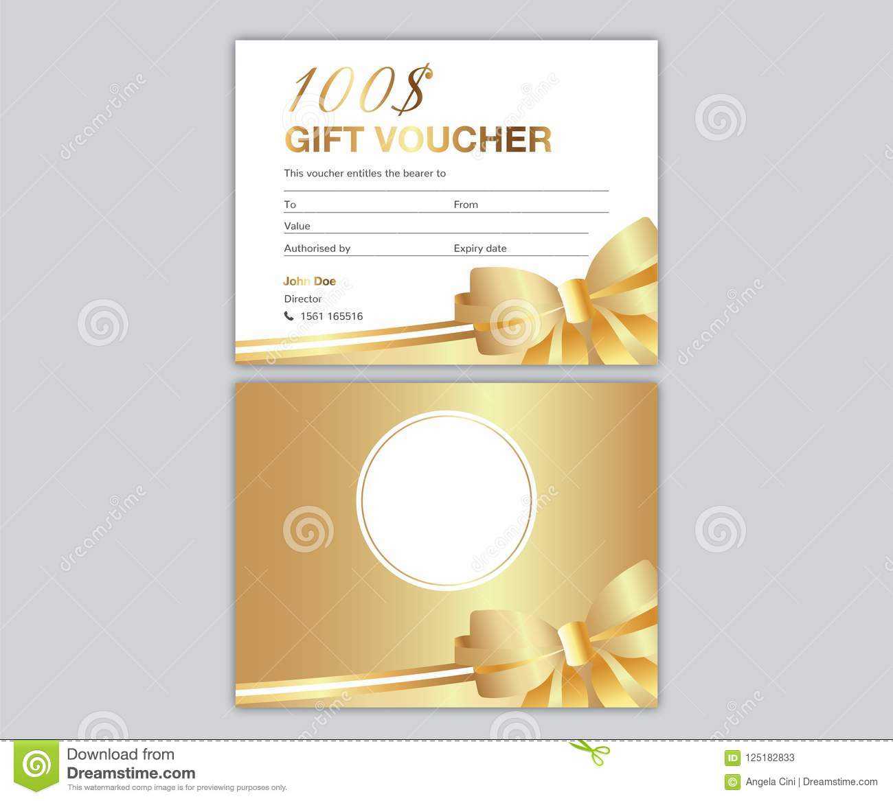 Golden Gift Voucher Design Coupon Card Stock Vector With This Entitles The Bearer To Template Certificate