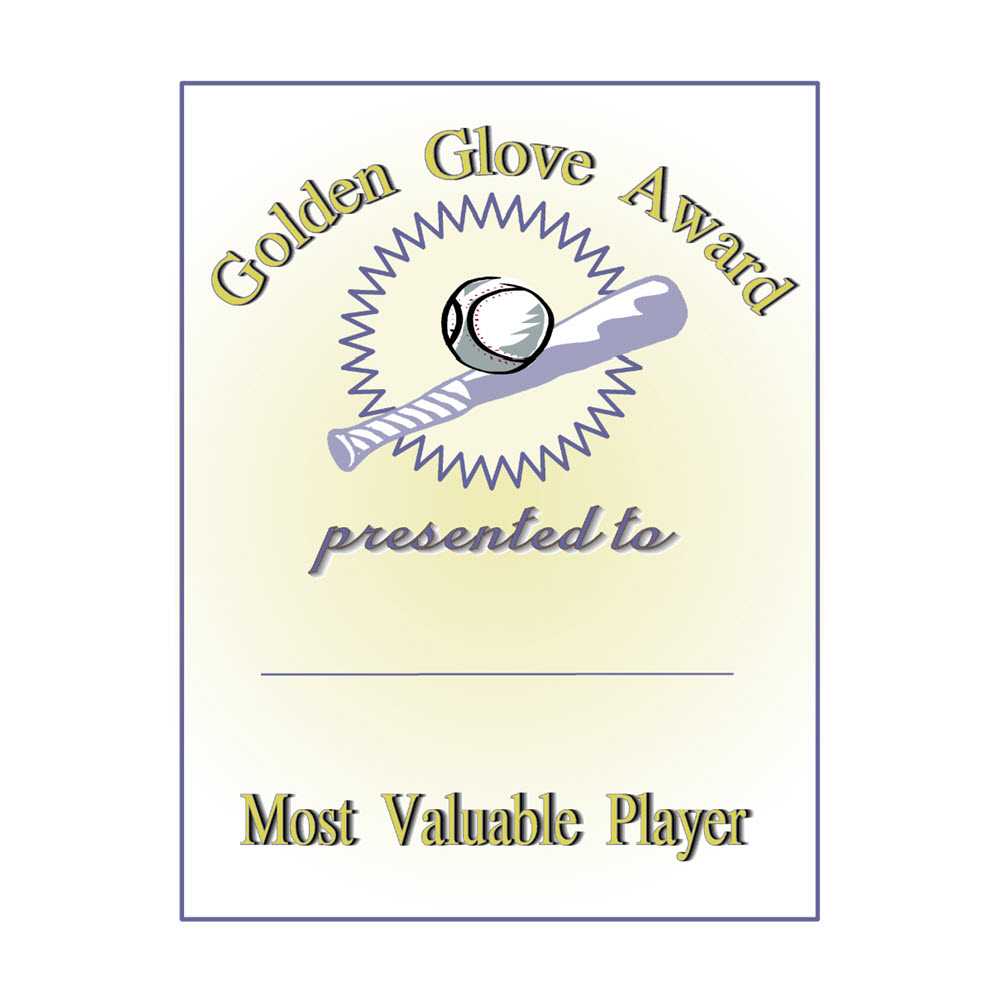 Golden Glove Award Certificate For Softball Certificate Templates Free
