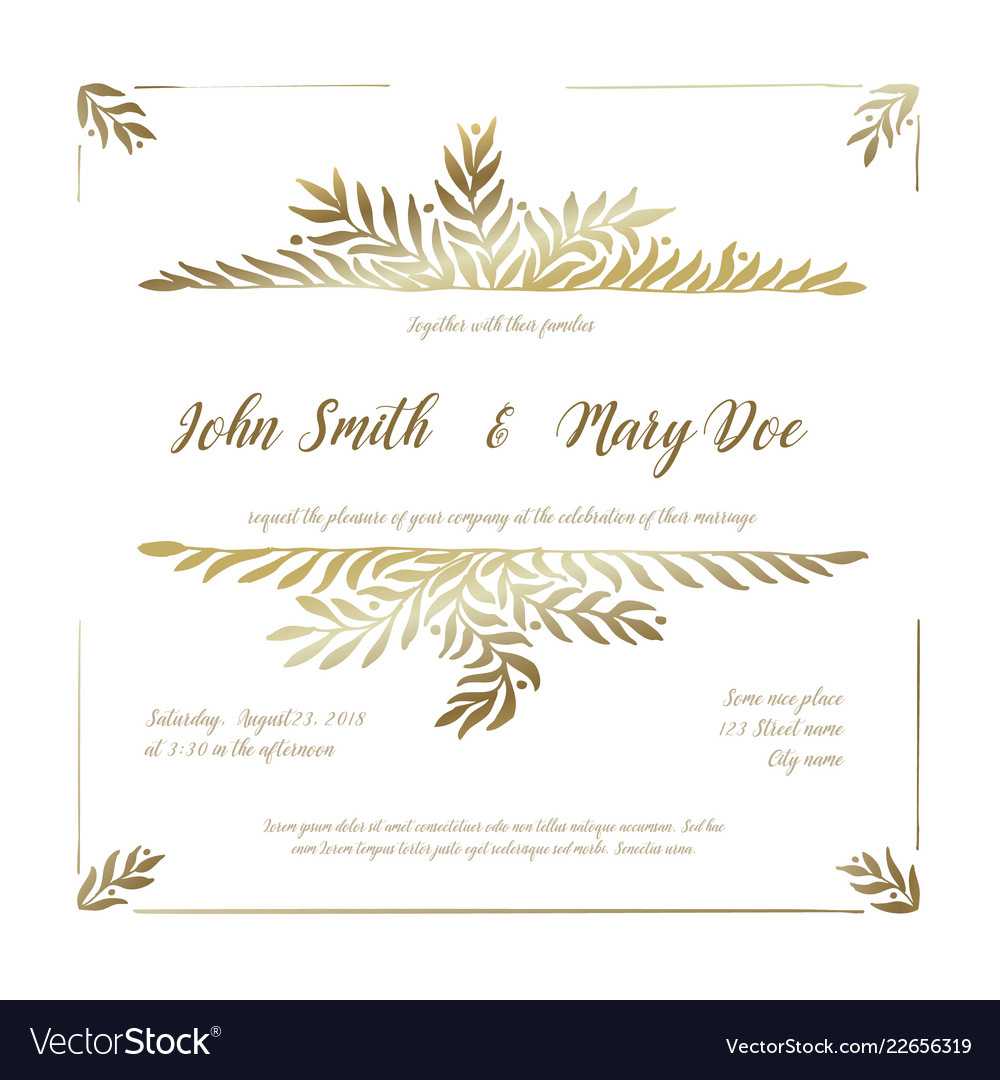 Golden Wedding Invitation Card Template In Invitation Cards Templates For Marriage