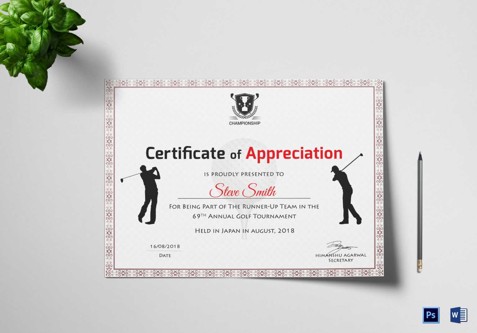 Golf Certificate Templates For Word