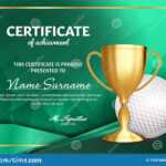 Golf Certificate Diploma With Golden Cup Vector. Sport Award Intended For Golf Gift Certificate Template