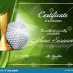 Golf Certificate Diploma With Golden Cup Vector. Sport Throughout Golf Certificate Template Free